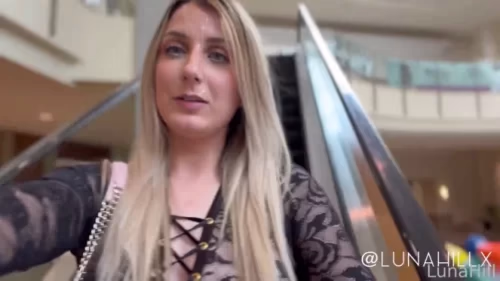 Luna Hill's Public cumwalk through mall private porn