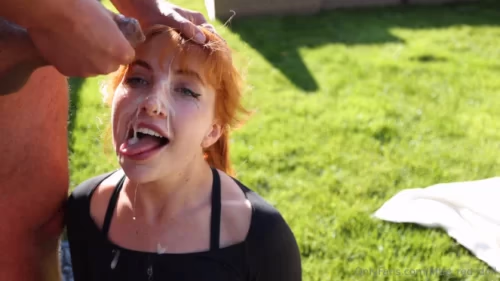 LittleRedDoll - Gets outdoors messy cum facial | Leaked Video